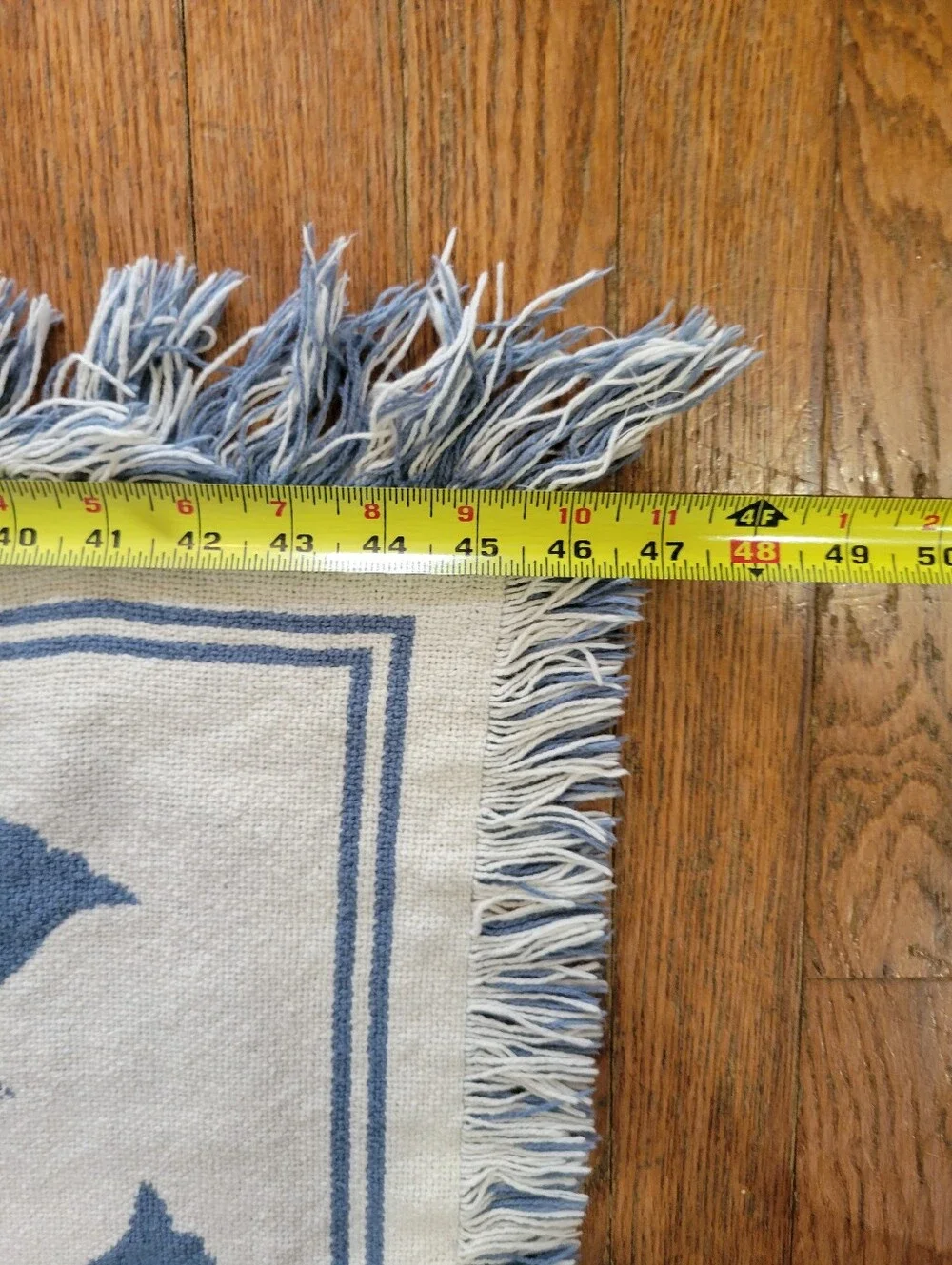 Vtg Woven Tapestry Throw Blanket Country Geese House Cottagecore Blue 48x62